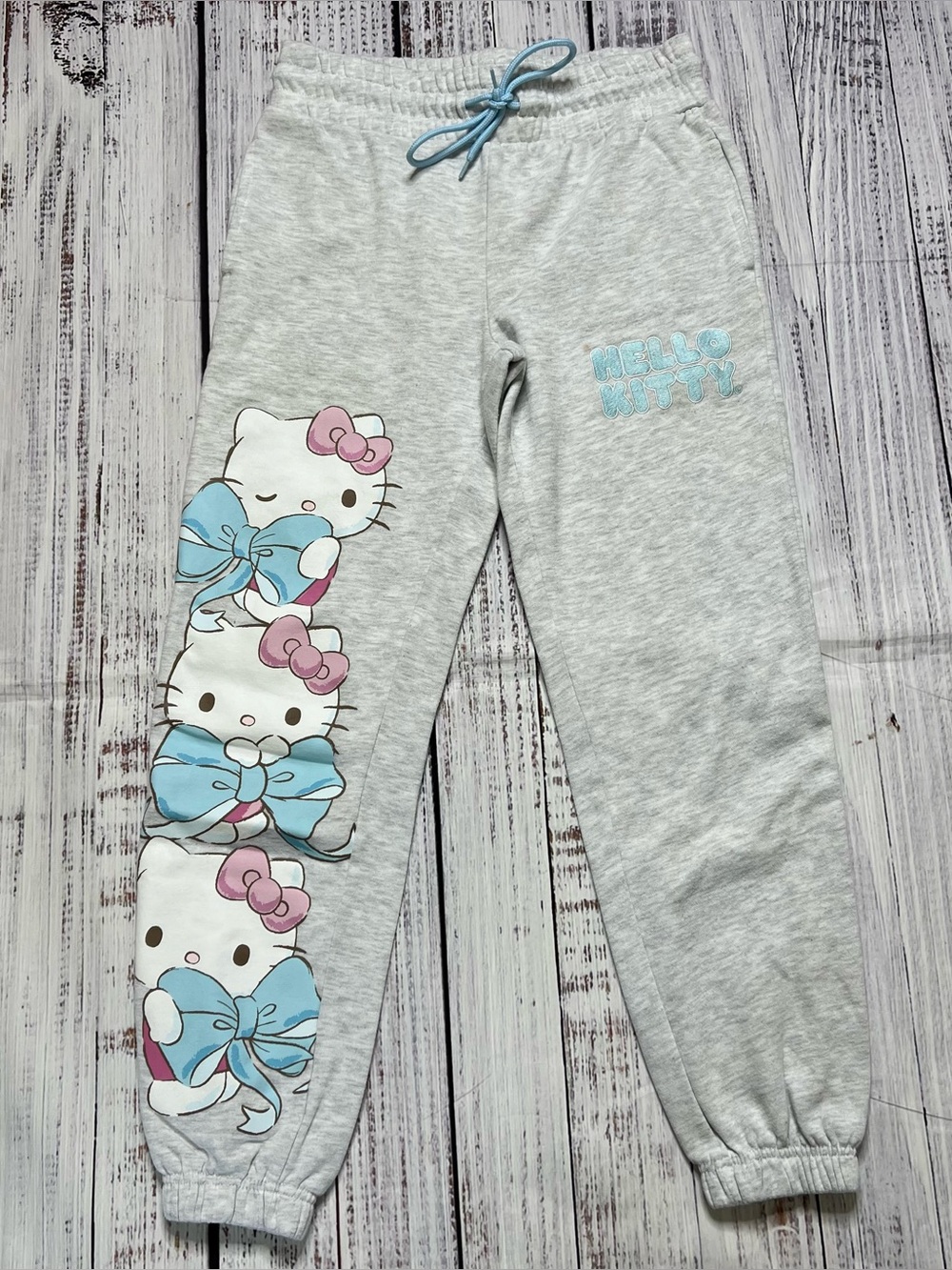 Hello Kitty Light Gray Sweatpants with Blue and Pink Accents